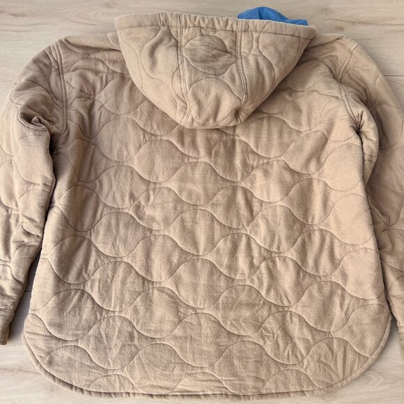 BDG Flannel Quilted Hooded Shirt Jacket in Taupe Men's Size Large / Unisex - Picture 5 of 16